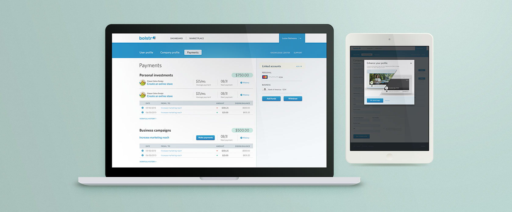 Bolstr responsive web app
